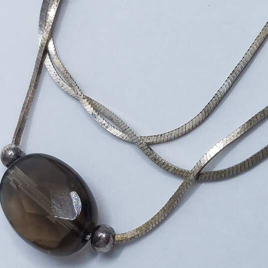 Sterling Silver Faceted Gemstone 3-Strand Bracelet Bundle 2pcs 15.4g DAMAGED image number 2