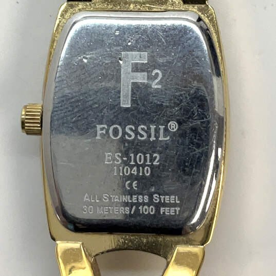 Designer Fossil F2 ES-1012 Gold-Tone Chain Strap Analog Quartz Wristwatch image number 4