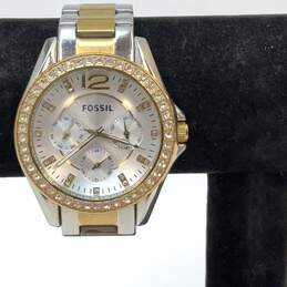Designer Fossil Riley ES3204 Multifunction Two-Tone Strap Analog Dial Wristwatch