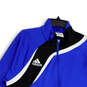 Mens Black Blue Mock Neck Pockets Full-Zip Activewear Track Jacket Size L image number 3
