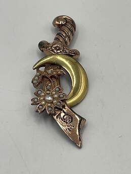 925 Sterling Silver Womens Scimitar Sword Crescent Moon Brooch Pin 9.22g