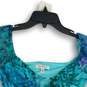 NWT Womens Blue Leaf Print Long Sleeve Backless Blouse Top Size XS image number 3