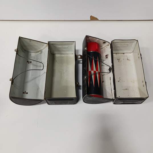Pair Vintage Black Thermos Lunchbox image number 1