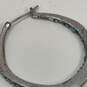 Designer Fossil Silver-Tone Multicolor Stone Hammered Classic Hoop Earrings image number 4
