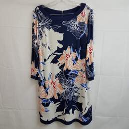 Vince Camuto navy and white floral shift dress women's 14 nwt