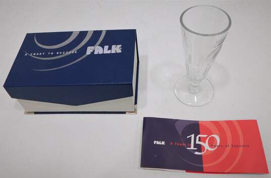 Falk's Milwaukee Falcon Embossed Beer Toast Glass IOB image number 1