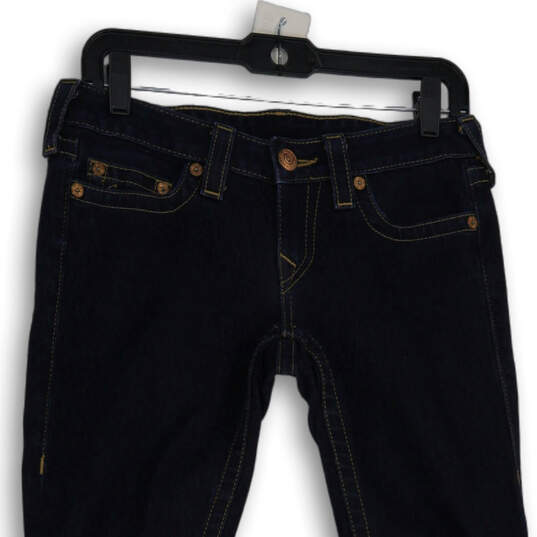Womens Black Denim Dark Wash 5-Pocket Design Skinny Leg Jeans Size 27 image number 3