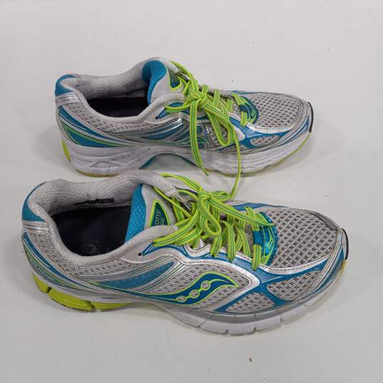 Saucony Guide 7 Power Grio Blue, Green, Silver, And White Shoes Women's Size 8 image number 4
