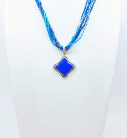 Artisan 925 Sterling Silver Lapis Lazuli Garnet & Beadwork Necklaces 73.7g alternative image