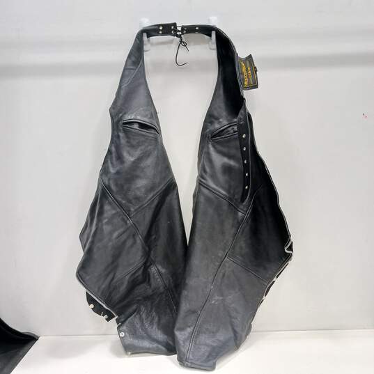 Unik Ultra Black Leather Motorcycle Chaps Size S image number 5