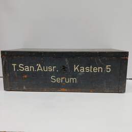 Vintage Wooden & Metal German Serum Storage Chest
