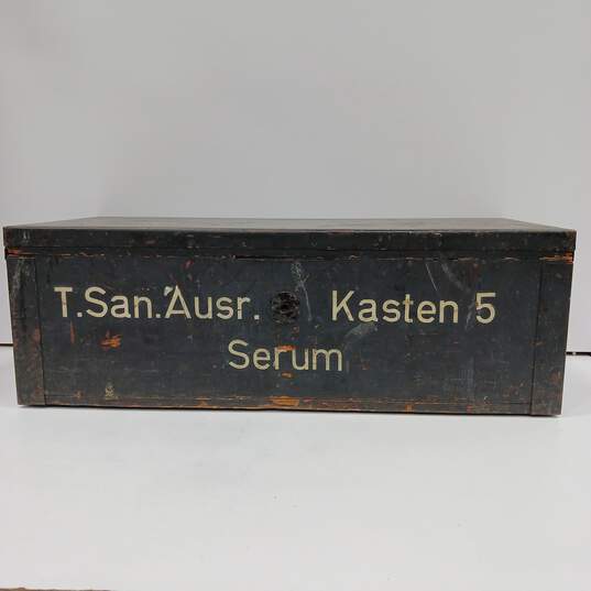 Vintage Wooden & Metal German Serum Storage Chest image number 1