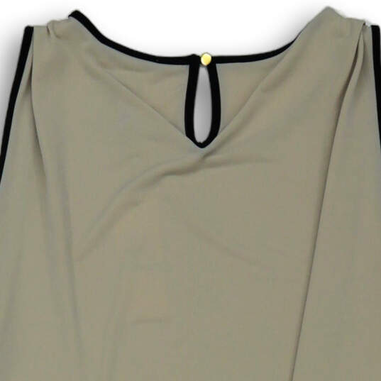 NWT Womens Khaki Black Sleeveless Round Neck Ringer Tank Top Size L image number 4