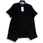 NWT Womens Black Short Sleeve Asymmetric Hem Open Front Cardigan Size L image number 1