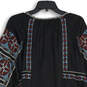 Womens Multicolor Embroidered V-Neck Long Sleeve Pleated A-Line Dress Sz M image number 4
