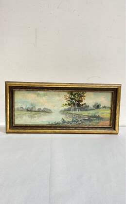 Panoramic Landscape Watercolor by Edwin Allsaints Gates Signed. Impressionist
