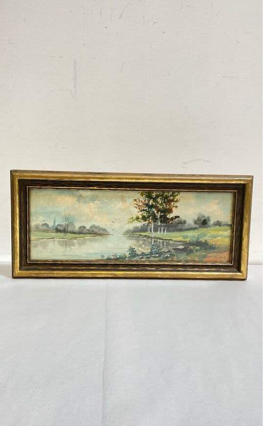 Panoramic Landscape Watercolor by Edwin Allsaints Gates Signed. Impressionist image number 1