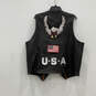 Mens Black Leather Sleeveless V-Neck Snap Front Biker Vest Size X-Large image number 2