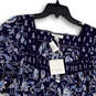 NWT Womens Blue White Floral Short Sleeve Button Front Blouse Top Size XL image number 3