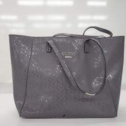 Guess Gray Canvas Large Tote Bag