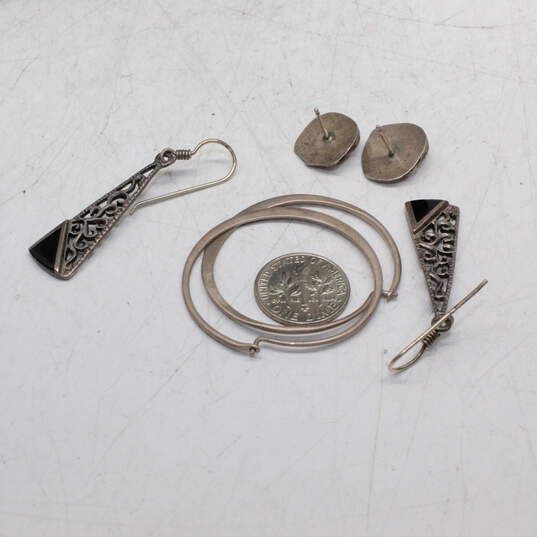 Assortment of 3 Pairs Sterling Silver Earrings 11.1g image number 5