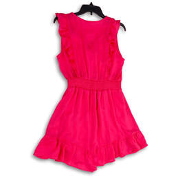 NWT Womens Pink V-Neck Ruffle Faux Wrap Fit and Flare Dress Size Large alternative image