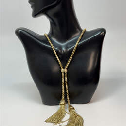 Designer J. Crew Gold-Tone Adjustable Tasseled Classic Pendant Necklace