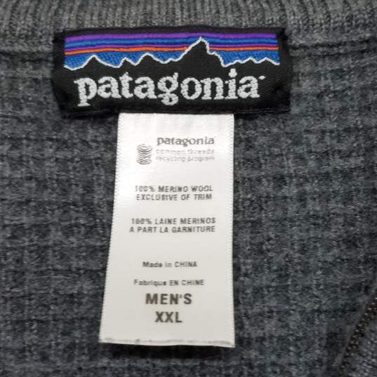 Men's Patagonia Grey Merino Wool Quarter Zip Sweater Size XXL image number 3