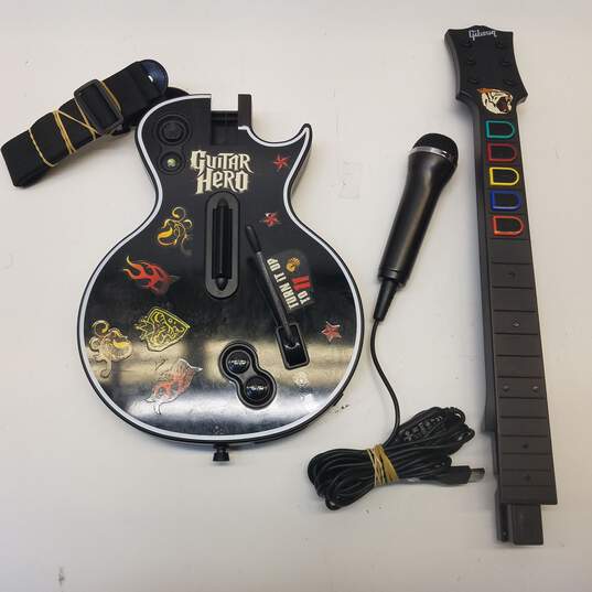 Microsoft Xbox 360 controller - Red Octane Guitar Hero wireless guitar - black image number 2