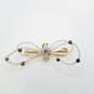 14K Gold Vintage Sapphire Seed Pearl Bow Tie 3in Brooch 7.5g image number 1