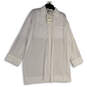 NWT Womens White Oversized Long Sleeve Collared Button-Up Shirt Size Small image number 1