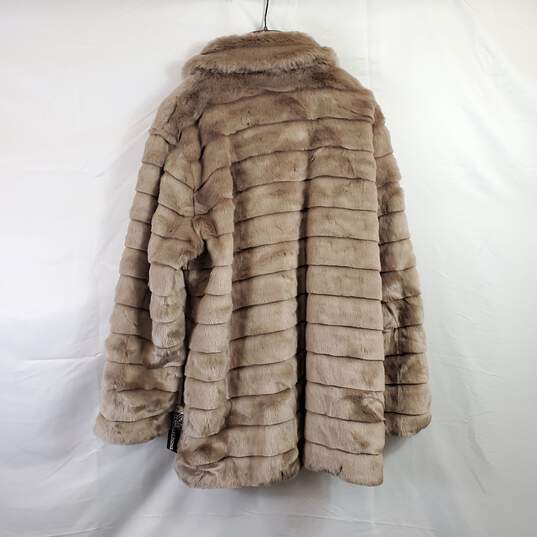 KC Collections Women Faux Fur Brown Coat 3X image number 2