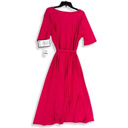 NWT MSK Womens Pink V-Neck Short Sleeve Belted Waist A-Line Dress Size XL alternative image