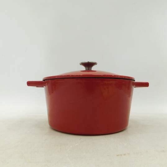 AKS Artisanal Kitchen Supply Red Enamel Cast Iron Dutch Oven Cooking Pot W/ Lid image number 1
