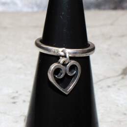 James Avery Sterling Silver Heart Charm Ring Size 3.5 - 2.4g alternative image