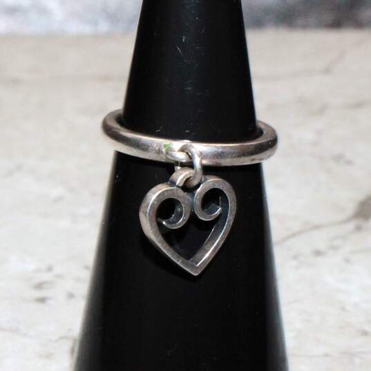 James Avery Sterling Silver Heart Charm Ring Size 3.5 - 2.4g image number 2