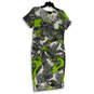 NWT Womens Black Green Floral Short Sleeve Pullover Shift Dress Size S image number 3