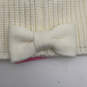 NWT Womens White Wool Knitted Ribbed Classic Bow Beanie Hat One Size image number 3