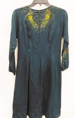Cynthia Rowley Dark Green Silk Dress w/Sequins Size 0 alternative image