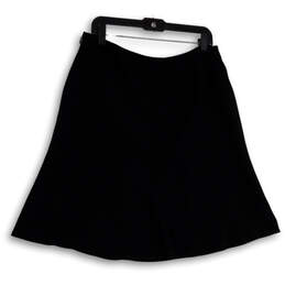 Womens Black Pleated Front Side Zip Knee Length A-Line Skirt Size 14P alternative image