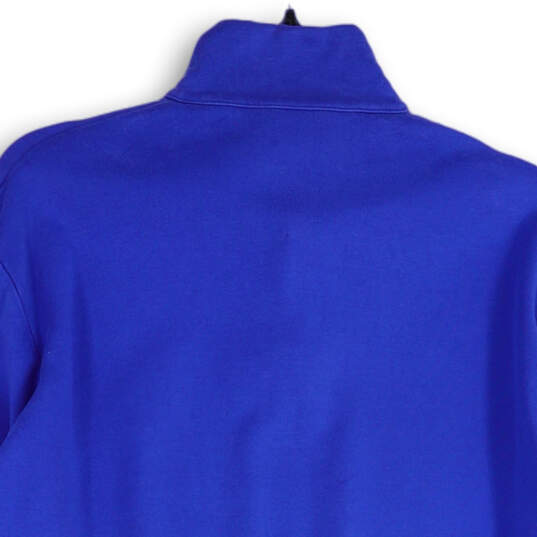 Womens Blue Long Sleeve 1/4 Zip Pockets Pullover Sweatshirt Size Medium image number 4