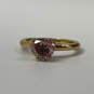 Designer Juicy Couture Gold-Tone Purple Heart Shape Stone Classic Band Ring image number 1