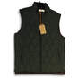NWT Mens Green Mock Neck Sleeveless Pockets Full-Zip Quilted Vest Size L image number 1