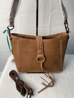 Montana West Brown Leather/Suede Crossbody Hobo Bag