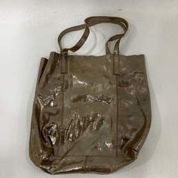 Anthropologie Womens Gold Shimmer Inner Pocket Zipper Tote Handbag Purse alternative image