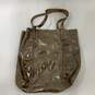 Anthropologie Womens Gold Shimmer Inner Pocket Zipper Tote Handbag Purse image number 2