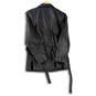 Womens Black Long Sleeve Pockets Belted Full-Zip Leather Jacket Size Large image number 2