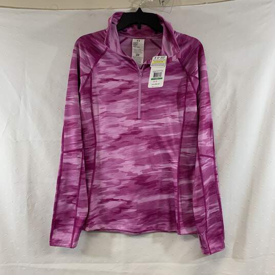 Women's Pink Under Armour Fitted 1/2-Zip Top, Sz. L image number 1