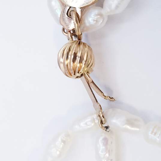 14K Gold F.W. Pearl Diamond AAA 0f So. Calif Charm 3 Strand Bracelet 11.9g image number 5