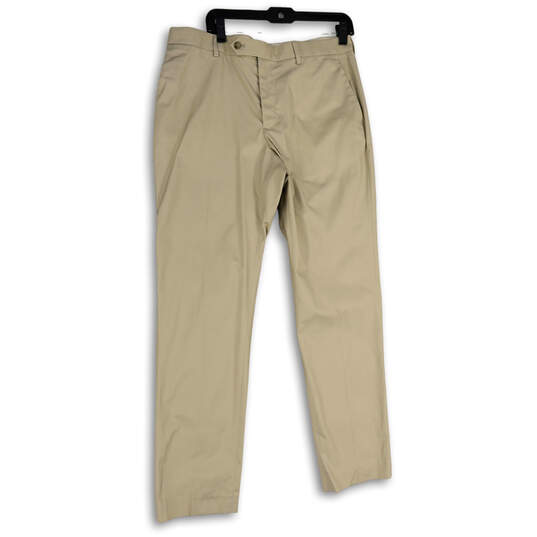 NWT Mens Tan Bowery Slim-Fit Stretch Straight Leg Dress Pants Size 34X32 image number 1